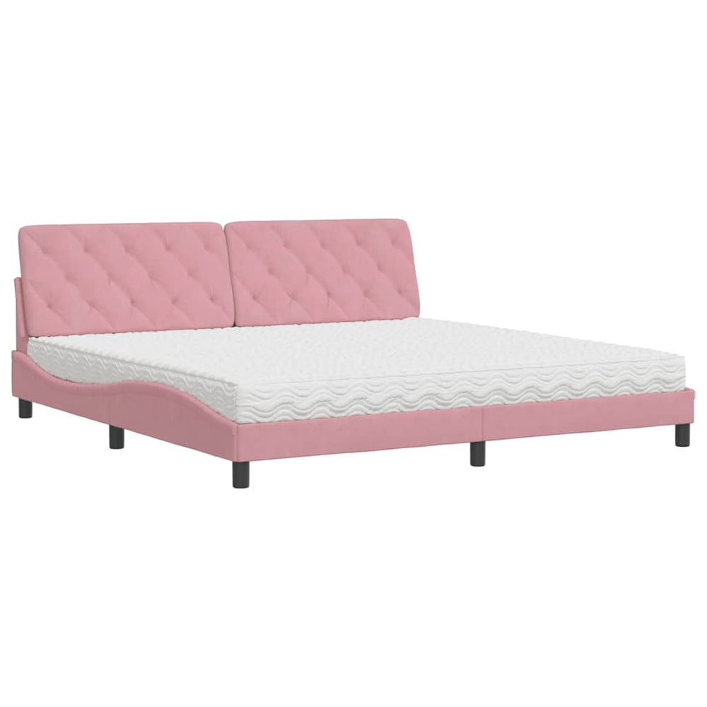 vidaXL Bed with Mattress Pink 200x200 cm Velvet