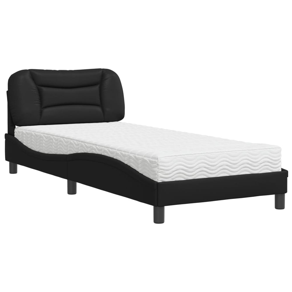 vidaXL Bed with Mattress "Hvar" Black 80x200 cm Faux Leather