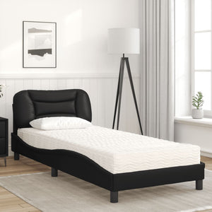 vidaXL Bed with Mattress "Hvar" Black 80x200 cm Faux Leather