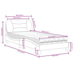 vidaXL Bed with Mattress "Hvar" Black 80x200 cm Faux Leather
