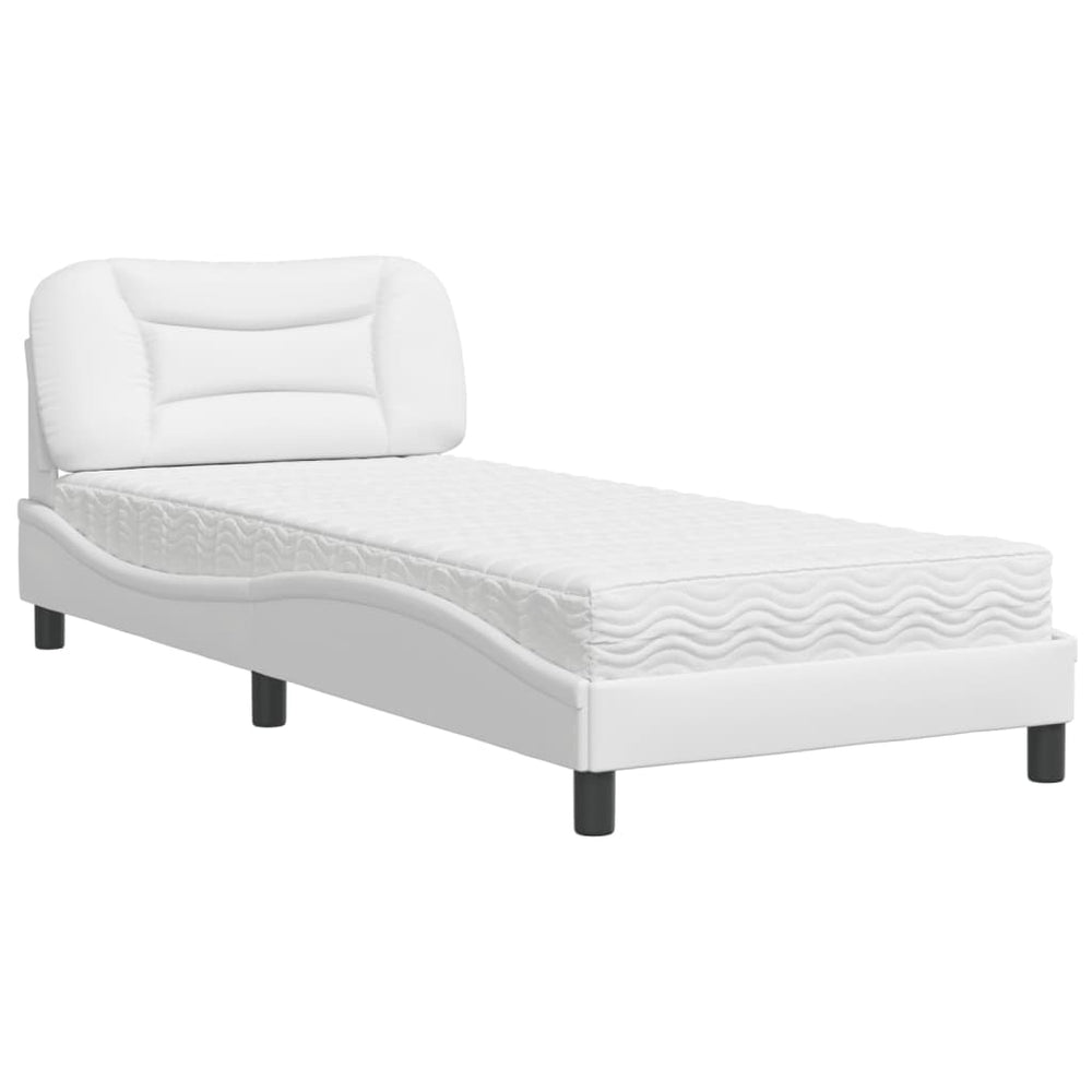 vidaXL Bed with Mattress "Hvar" White 80x200 cm Faux Leather
