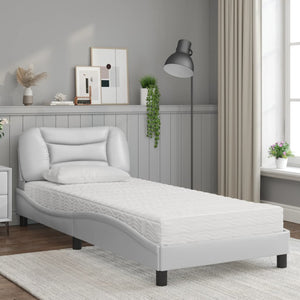 vidaXL Bed with Mattress "Hvar" White 80x200 cm Faux Leather