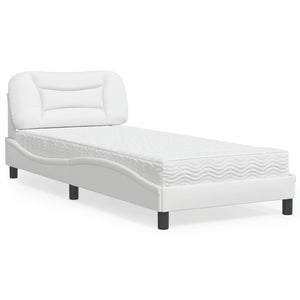 vidaXL Bed with Mattress "Hvar" White 80x200 cm Faux Leather