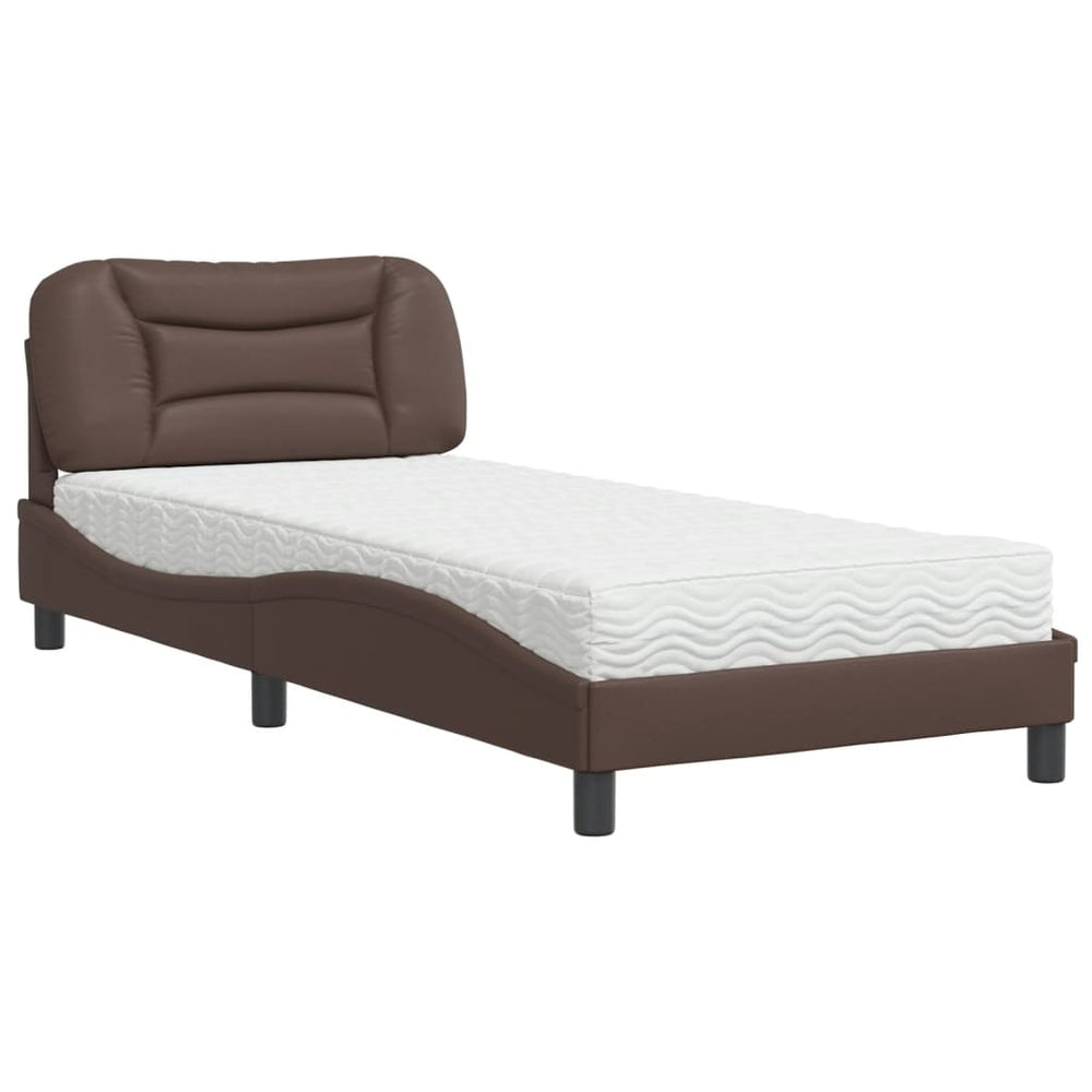 vidaXL Bed with Mattress "Hvar" Brown 80x200 cm Faux Leather
