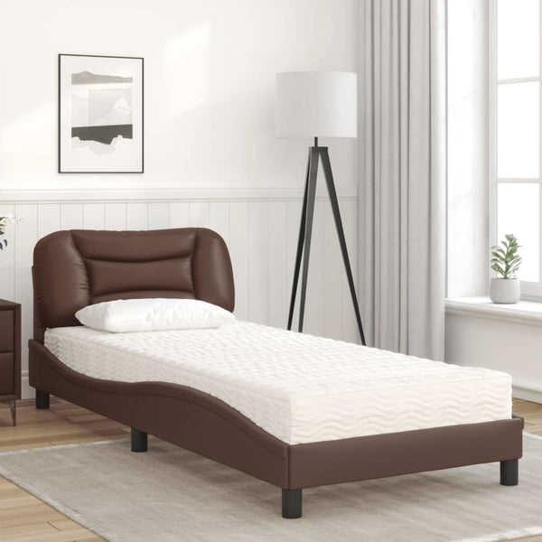 vidaXL Bed with Mattress "Hvar" Brown 80x200 cm Faux Leather