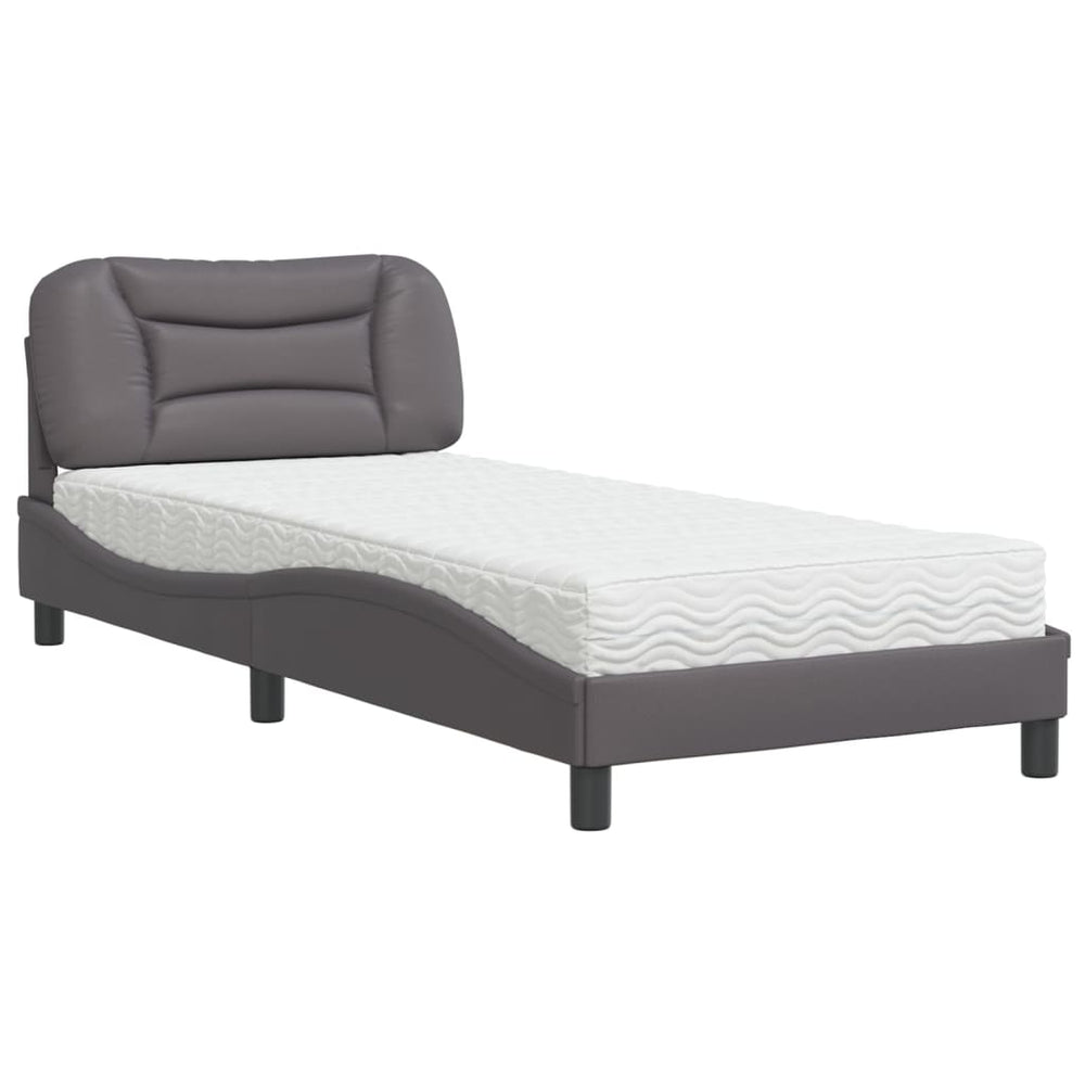 vidaXL Bed with Mattress "Hvar" Grey 80x200 cm Faux Leather