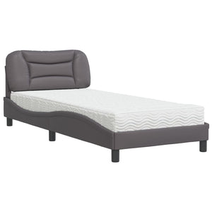 vidaXL Bed with Mattress "Hvar" Grey 80x200 cm Faux Leather