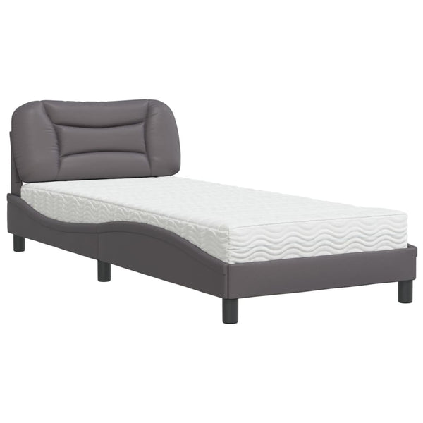 vidaXL Bed with Mattress "Hvar" Grey 80x200 cm Faux Leather