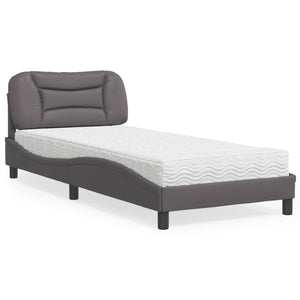 vidaXL Bed with Mattress "Hvar" Grey 80x200 cm Faux Leather