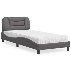 vidaXL Bed with mattress "Hvar" Grey 90x190 cm Faux leather