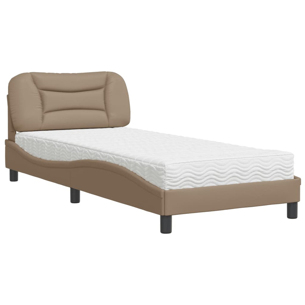 vidaXL Bed with Mattress "Hvar" Cappuccino-Brown 90x190 cm Faux Leather