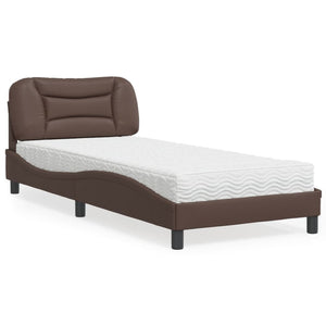 vidaXL "Hvar" Brown 90x200 cm Faux Leather Bed with Mattress