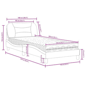 vidaXL Bed with Mattress "Hvar" Grey 90x200 cm Faux Leather