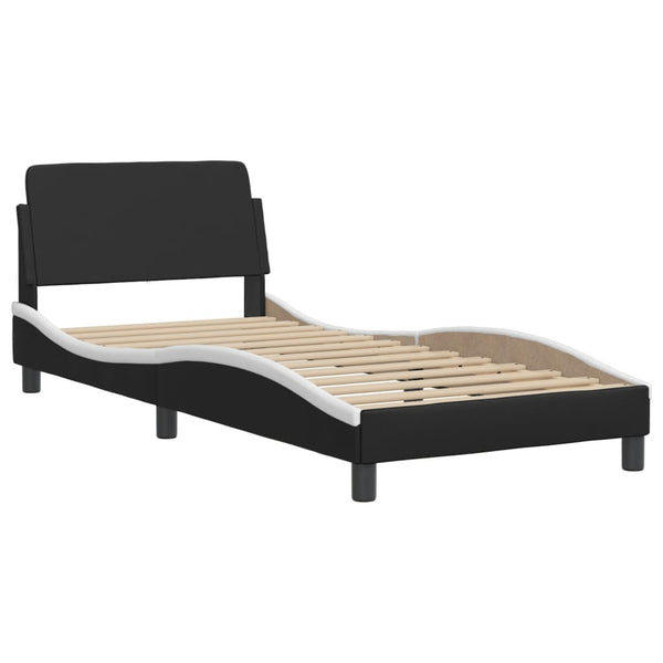 vidaXL Bed with Mattress "Hvar" Black and White 90x200 cm Faux Leather