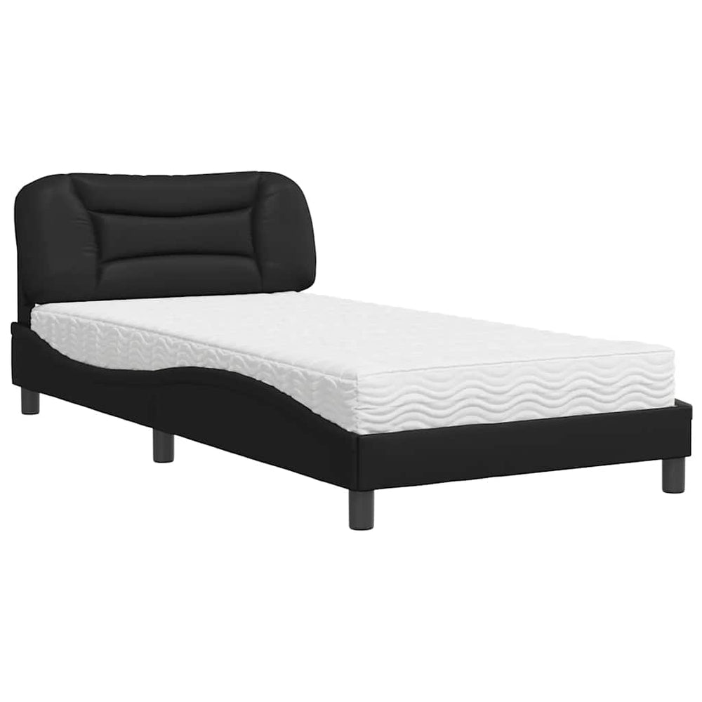 vidaXL Bed with Mattress "Hvar" Black 100x200 cm Faux Leather