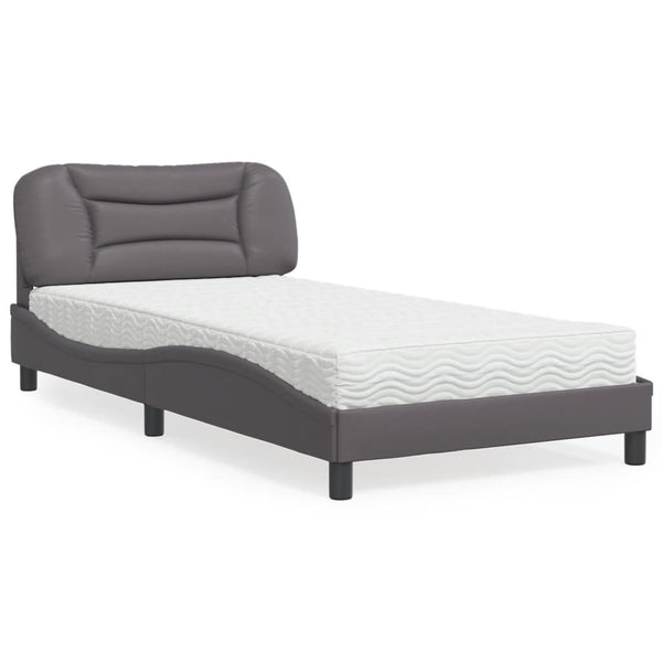 vidaXL Bed with mattress "Hvar" Grey 100x200 cm Faux leather