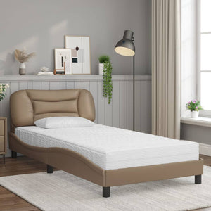 vidaXL Bed with Mattress "Hvar" Cappuccino Brown 100x200 cm Faux Leather