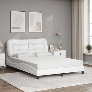 vidaXL Bed with Mattress "Hvar" White 120x200 cm Artificial Leather