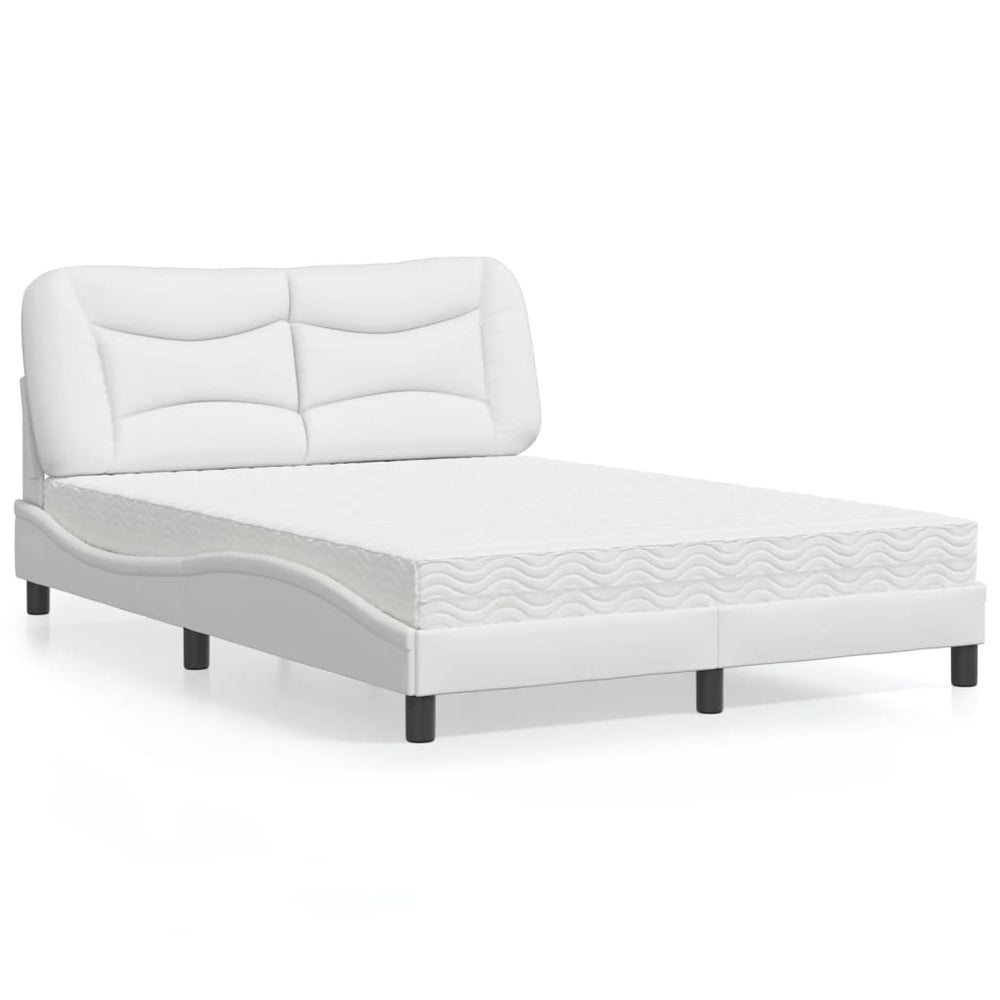 vidaXL Bed with Mattress "Hvar" White 120x200 cm Artificial Leather