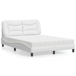 vidaXL Bed with Mattress "Hvar" White 120x200 cm Artificial Leather