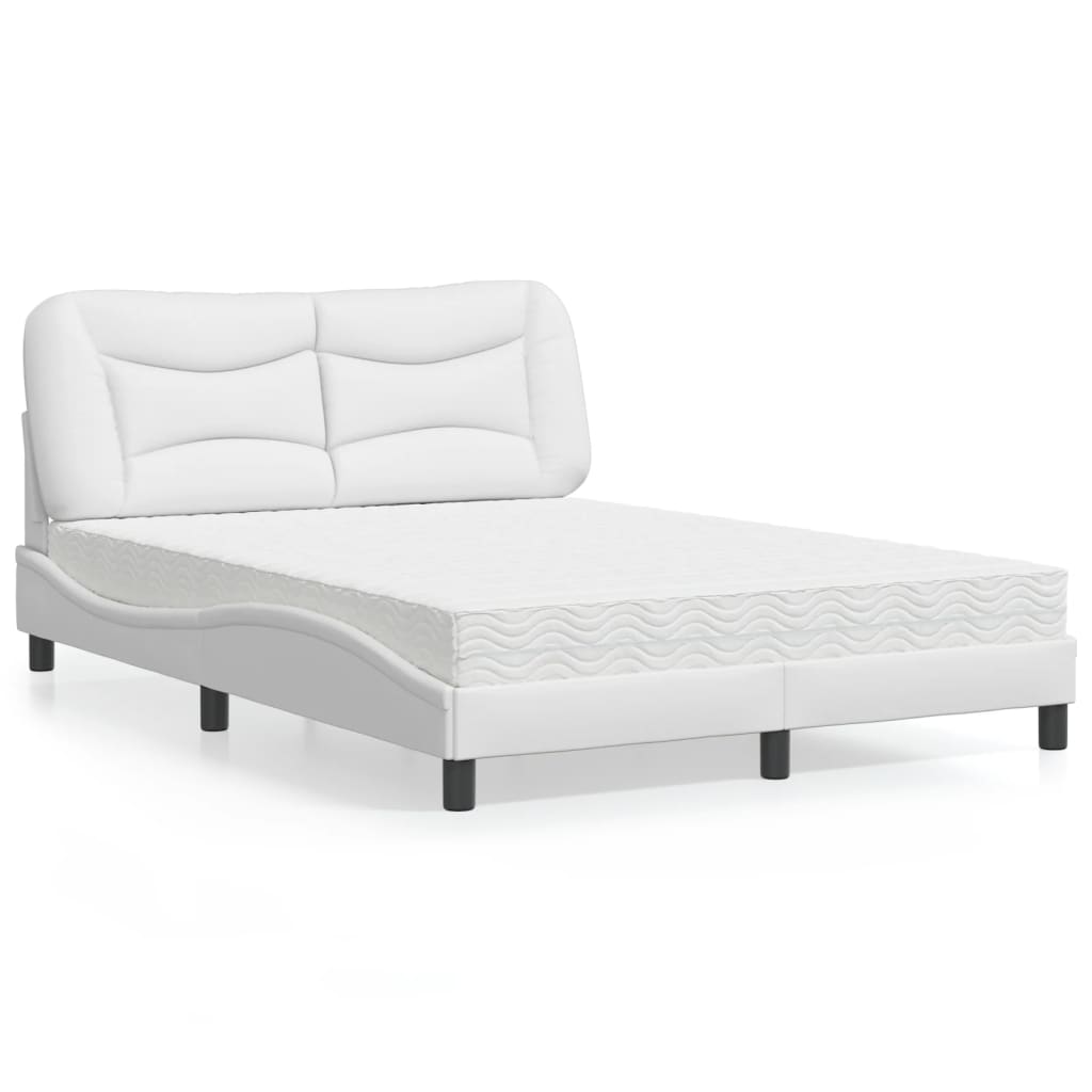 vidaXL Bed with Mattress "Hvar" White 120x200 cm Artificial Leather