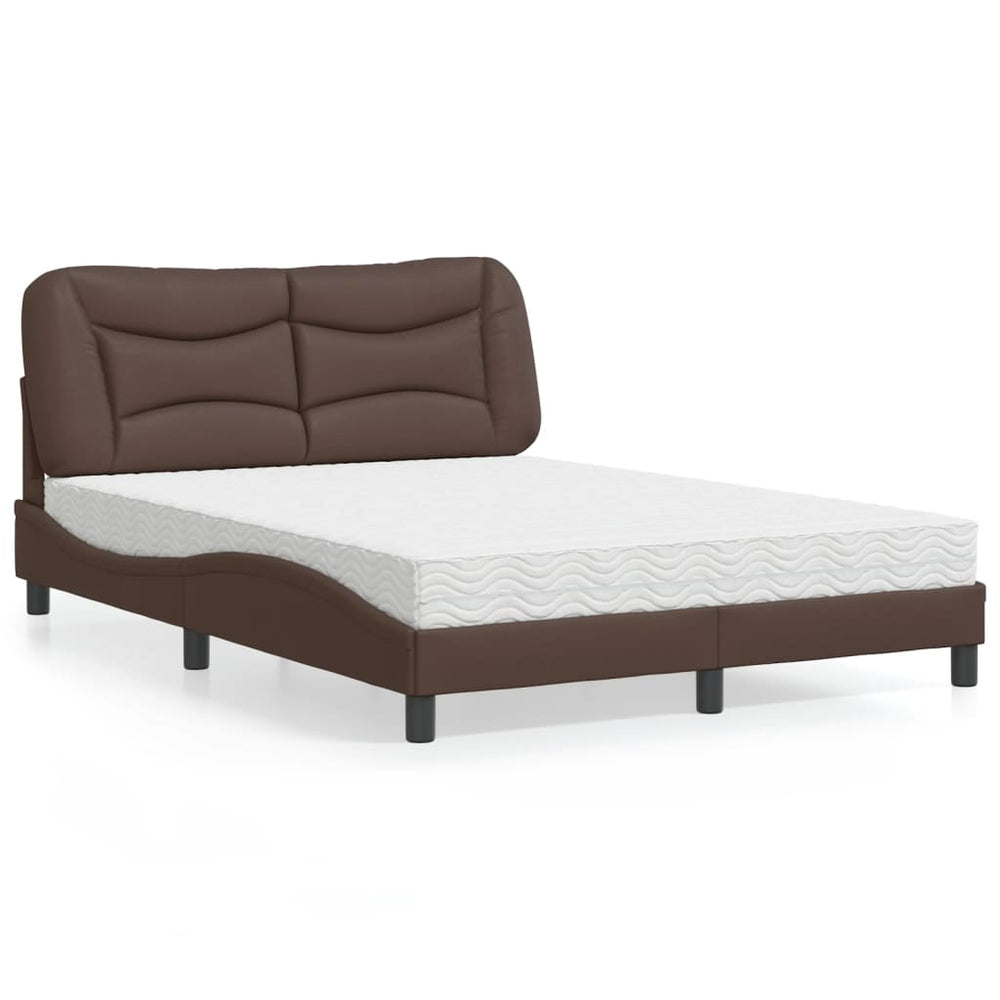 vidaXL Bed with mattress "Hvar" Brown 120x200 cm Faux Leather