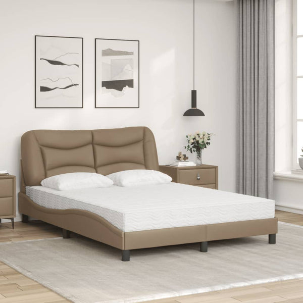 vidaXL Bed with Mattress "Hvar" Cappuccino Brown 120x200 cm Faux Leather