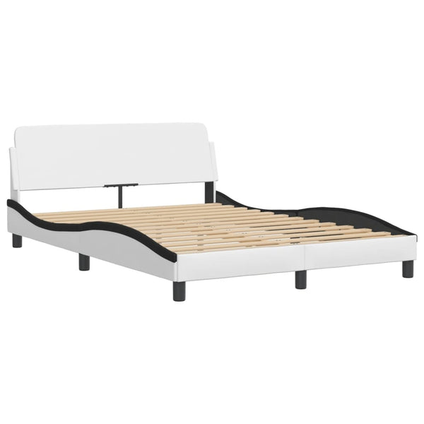 vidaXL Bed with Mattress "Hvar" White and Black 120x200 cm Faux Leather