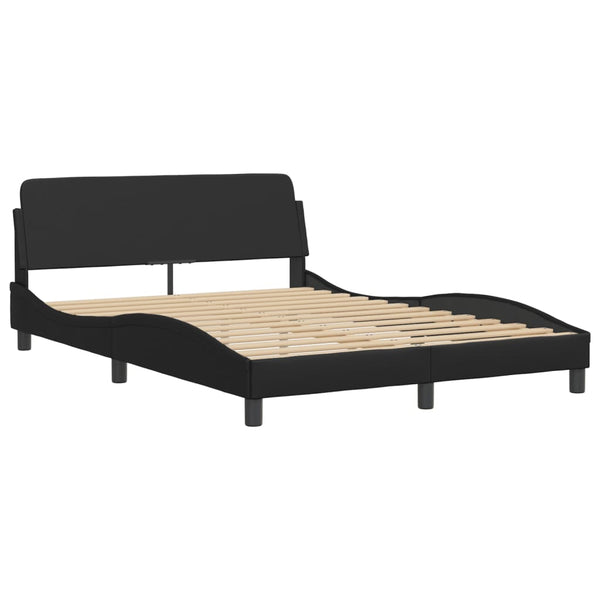 vidaXL Bed with Mattress "Hvar" Black 140x190 cm Faux Leather