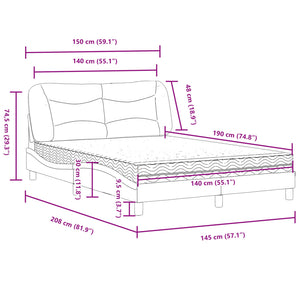 vidaXL Bed with Mattress "Hvar" Black 140x190 cm Faux Leather
