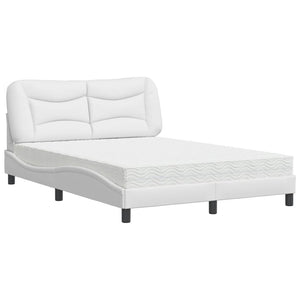 vidaXL Bed with Mattress "Hvar" White 140x190 cm Faux Leather