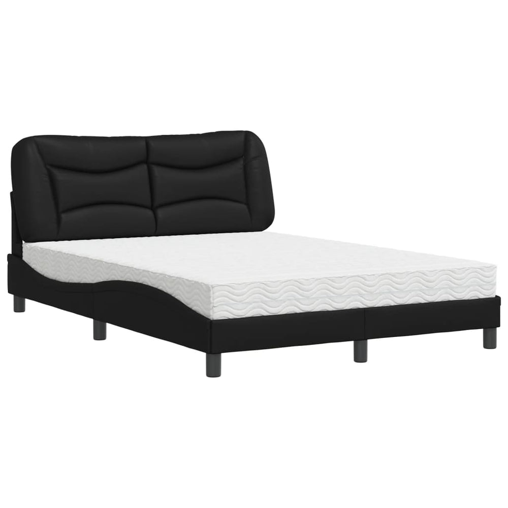 vidaXL Bed with Mattress "Hvar" Black 140x200 cm Artificial Leather