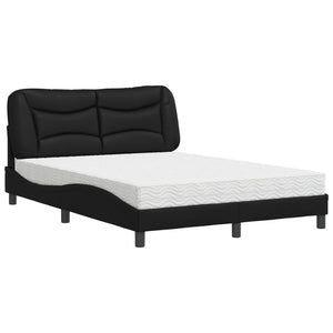 vidaXL Bed with Mattress "Hvar" Black 140x200 cm Artificial Leather
