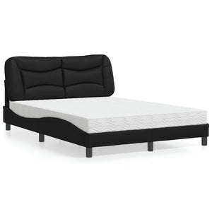 vidaXL Bed with Mattress "Hvar" Black 140x200 cm Artificial Leather