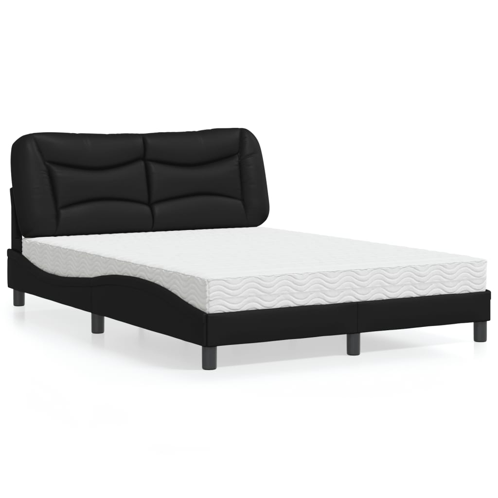 vidaXL Bed with Mattress "Hvar" Black 140x200 cm Artificial Leather