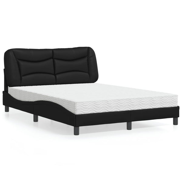 vidaXL Bed with Mattress "Hvar" Black 140x200 cm Artificial Leather