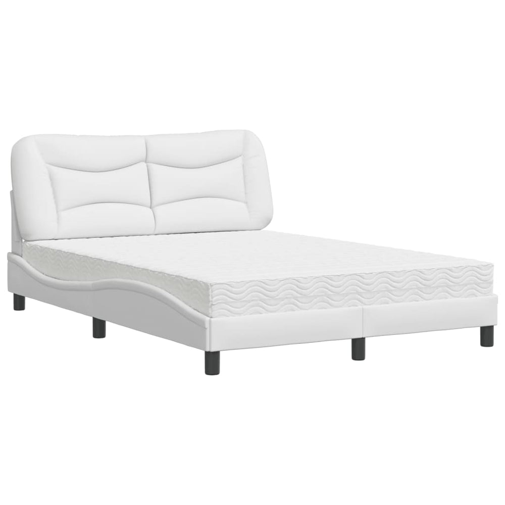 vidaXL Bed with Mattress "Hvar" White 140x200 cm Faux Leather
