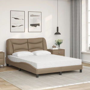vidaXL Bed with Mattress "Hvar" Cappuccino Brown 140x200 cm Faux Leather