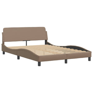 vidaXL Bed with Mattress "Hvar" Cappuccino Brown 140x200 cm Faux Leather