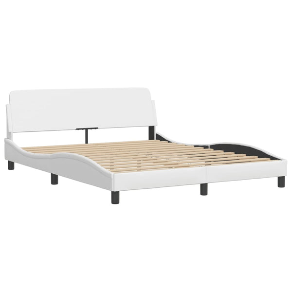 vidaXL Bed with Mattress "Hvar" White 160x200 cm Faux Leather