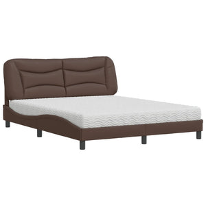 vidaXL Bed with Mattress "Hvar" Brown 160x200 cm Faux Leather