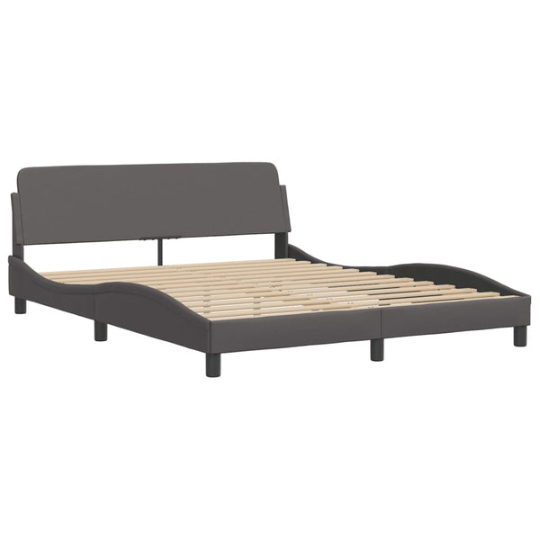 vidaXL "Hvar" Grey Faux Leather Bed with Mattress 160x200 cm