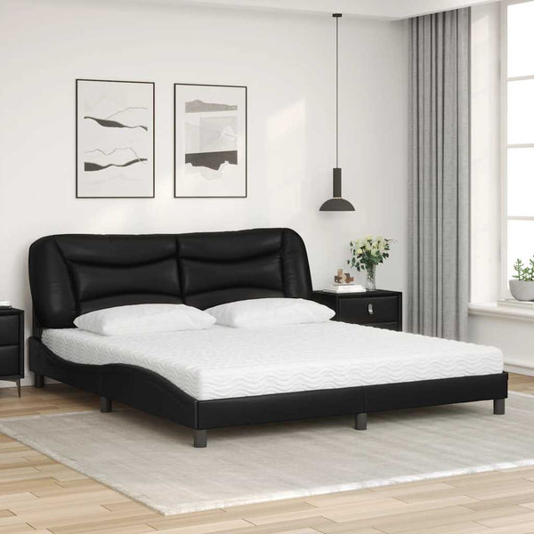 vidaXL Bed with Mattress "Hvar" Black 180x200 cm Faux Leather