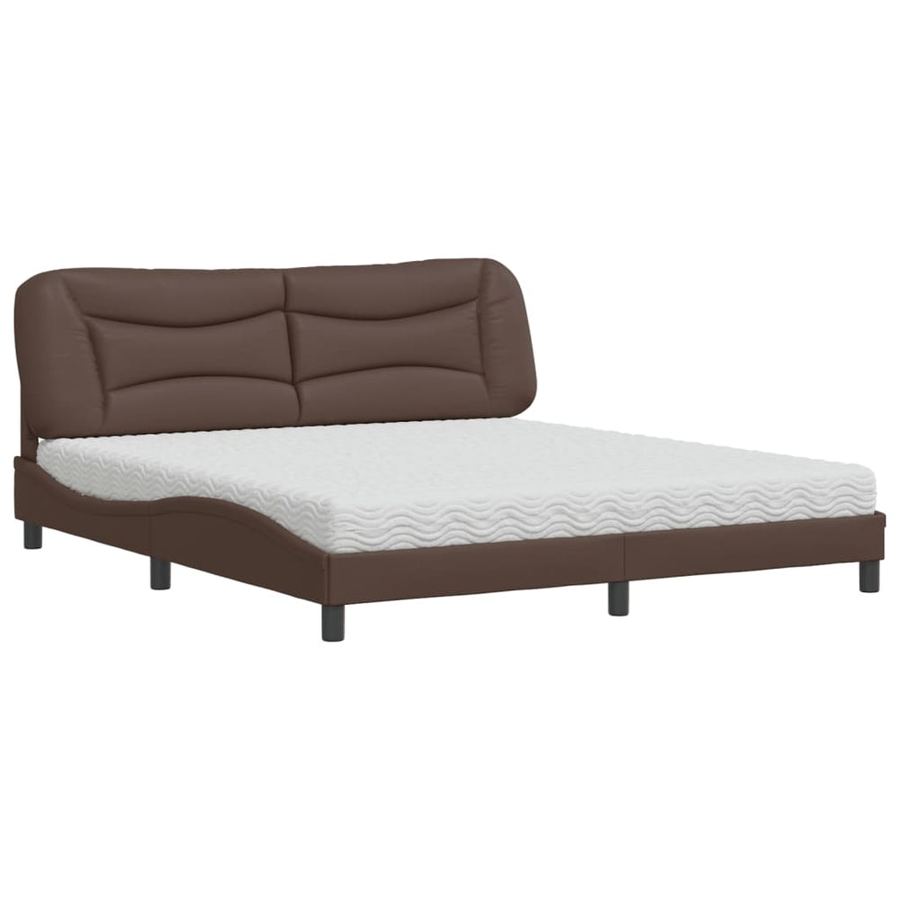 vidaXL Bed with Mattress "Hvar" Brown 180x200 cm Faux Leather