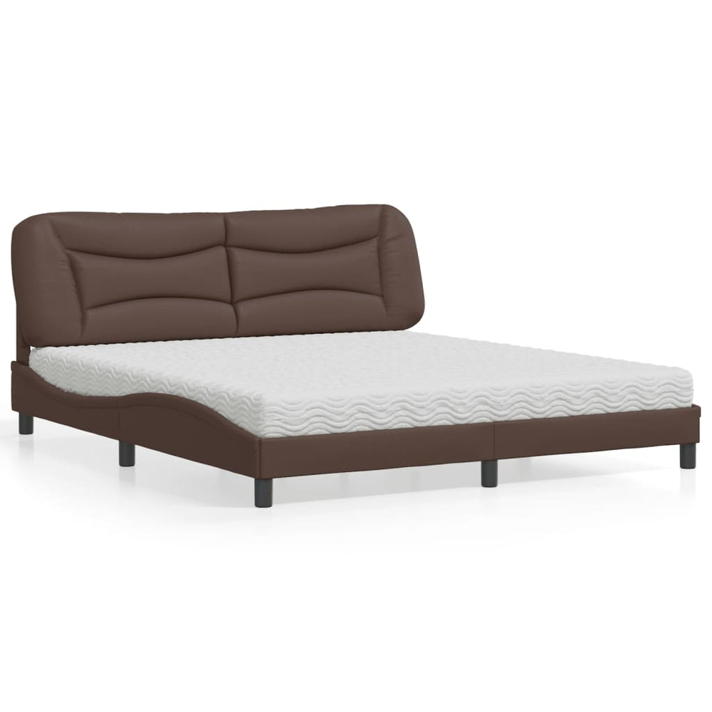 vidaXL Bed with Mattress "Hvar" Brown 180x200 cm Faux Leather