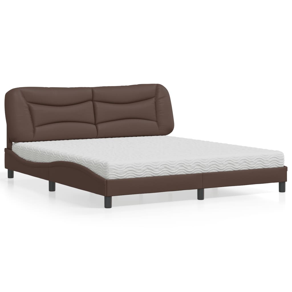 vidaXL Bed with Mattress "Hvar" Brown 180x200 cm Faux Leather