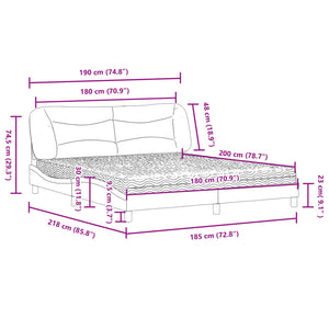 vidaXL Bed with Mattress "Hvar" Grey 180x200 cm Faux Leather