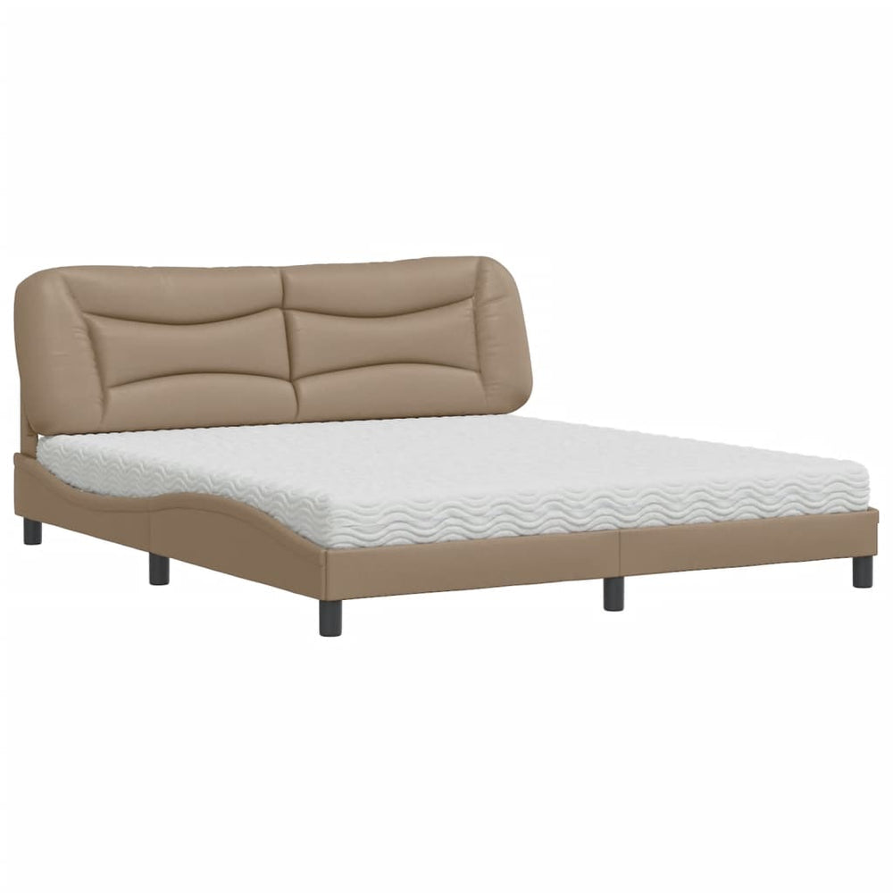 vidaXL Bed with Mattress "Hvar" Cappuccino Brown 180x200 cm Faux Leather
