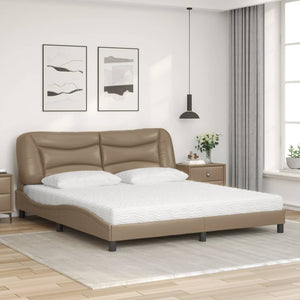vidaXL Bed with Mattress "Hvar" Cappuccino Brown 180x200 cm Faux Leather