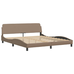 vidaXL Bed with Mattress "Hvar" Cappuccino Brown 180x200 cm Faux Leather